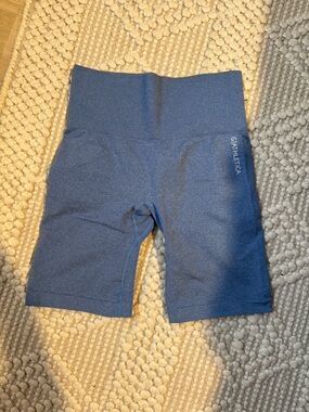 High-Waist Blue Women's Athletic Bike Shorts